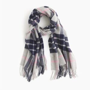 J. Crew Gray Large Tartan Plaid Scarf for Women 100% Wool 80"L x 24"W Item E5510